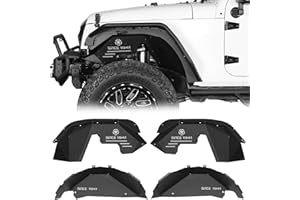 Hooke Road JK Aluminum Front Rear Inner Fender Liners for 2007-2018 Jeep Wrangler JK 2/4 Doors, Splash Mud Guard Wheel Well Liner Covers - 4PCS Set