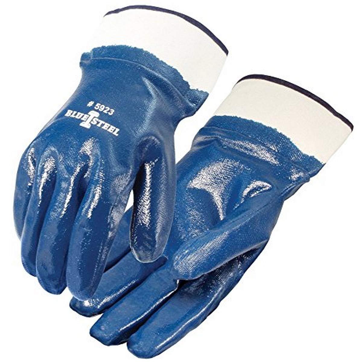 Galeton Blue Steel XL Nitrile Coated Gloves Smooth Finish Safety Cuff
