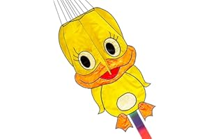 Listenman Duck Pattern Kites for Kids, Cute Large Kite Duck Kite with Long Colorful Tail for Kids & Adults, Easy to Fly Kite for Beginners Outdoor Activities