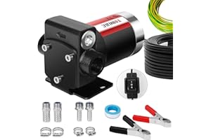 YOHOME Gasoline Fuel Pump DC 12V New DOUBLE WAY Cast Iron Explosion-proof Gasoline Pump Oil Pump 3.7GPM Overheat Protection With Built-in Bypass Suitable For Gasoline, Diesel, Kerosene, Mineral oil