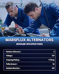 MARSFLUX 117 Amp Alternator Compatible with Jeep