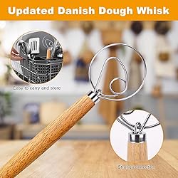 Aqdocvf 2-Pack Danish Dough Whisk, 13-Inch Bread