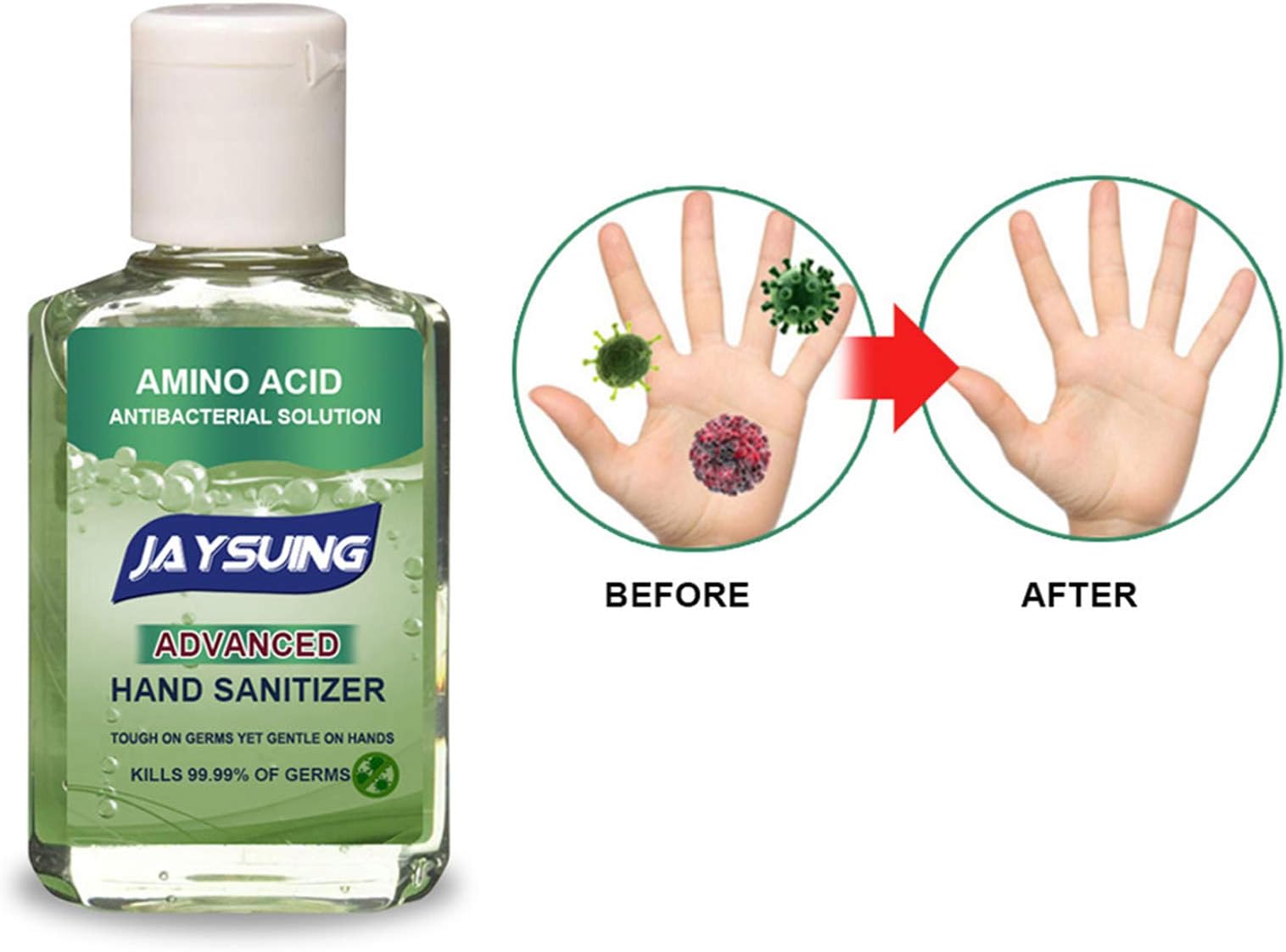 iNaCool 59ml Hand Sanitizer Gel, Antibacterial Portable Disposable No Clean Waterless Hand Cleansing Fluid Antibacterial Hygienic Gel