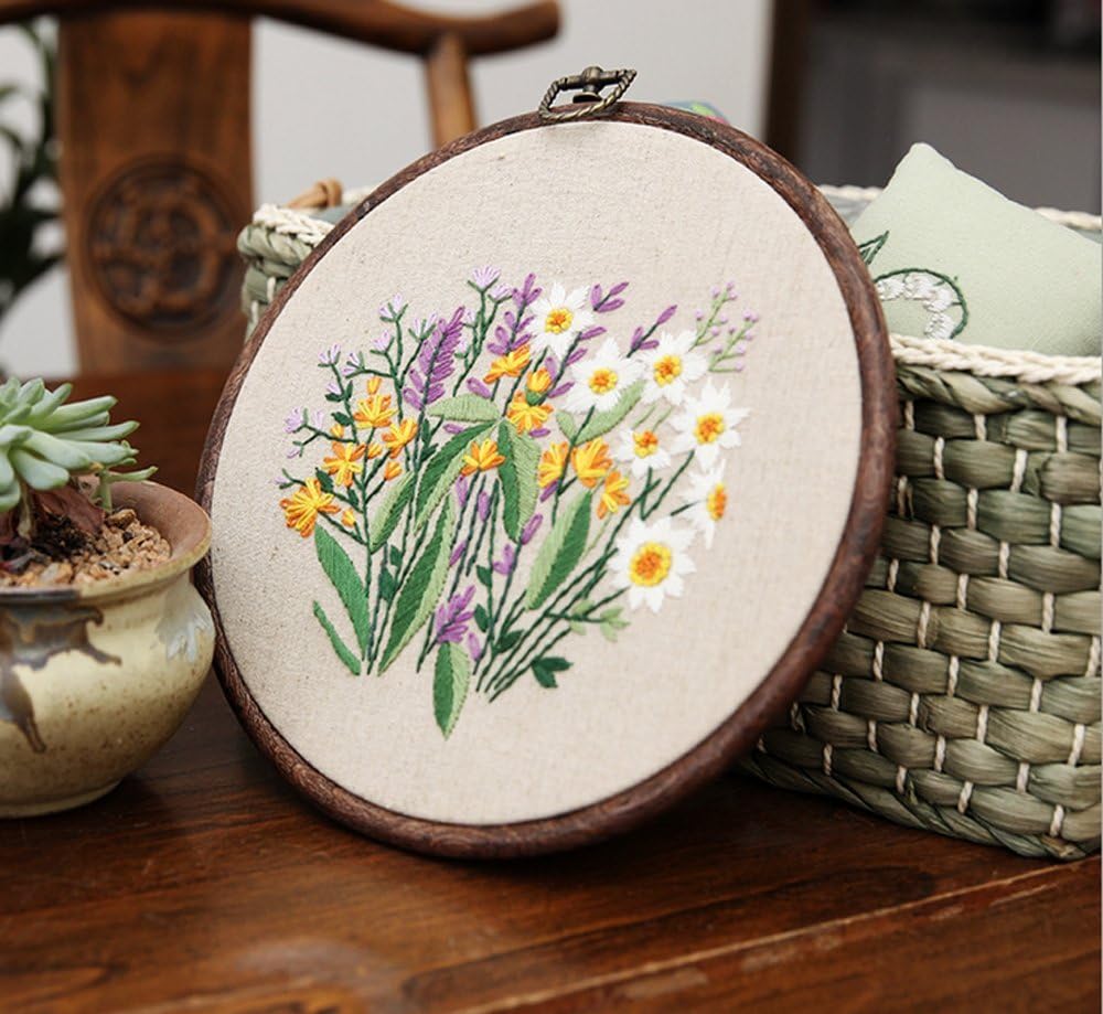 Embroidery Kits with Colorful Flower and Plant Designs; Embroidery Starter Sets with Patterns – Perfect Embroidery Beginner Kit with Hoop, Threads, Tools and Stamped Cloth