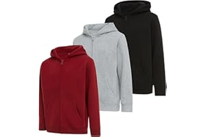 PURE CHAMP Boys Hoodies 3 Pack Fleece Pullover & Zip-Up Sweatshirts for Boys Kids Youth Plain Basic Everyday Wear Sizes 4-20