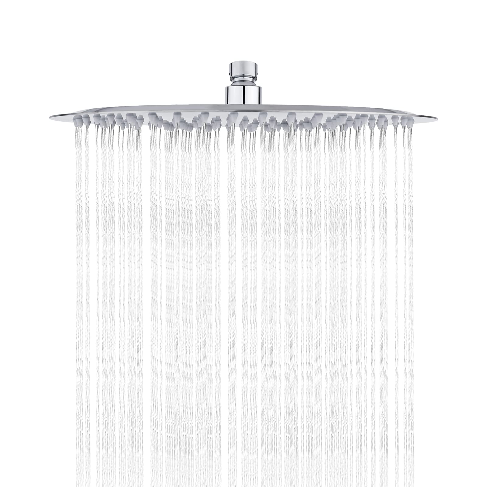 Ibergrif M20299 Rain Shower Head, 12 Inch Round Fixed Showerhead, 304 Stainless Steel Ultra Thin Top Spray Shower Head with Silicone Jets for Bathroom, Chrome