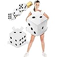 Skicuff Six Sided Dice Costume Casino Halloween Costume Role Playing Dress with 1 Dice Hairpin for Party Women Men Adults