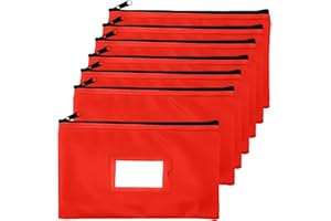 GIDABRAND Money Bank Deposit Bag with Zipper | 11x6 inch | Red | Durable Leatherette Money Cash Coin Check Wallet Pouch for Men & Women with Framed ID Window and Blank Card (7)