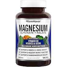 FarmHaven Magnesium Complex &ndash;Magnesium Glycinate &amp; Malate w/Vitamin D3, 100% Chelated for Max Absorption, Vegetarian &ndash; Bone H