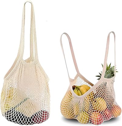 NUDFSY 2Pcs String Bag Net Bags Reusable Mesh Produce Bags Grocery Shopping
