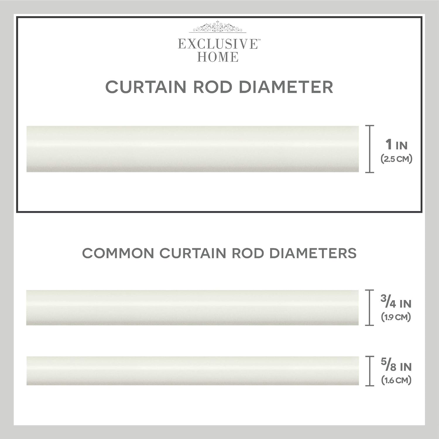 Exclusive Home Curtains Hillhurst Window Curtain Rod and Finial Set, 66"-120", Off White: Home & Kitchen