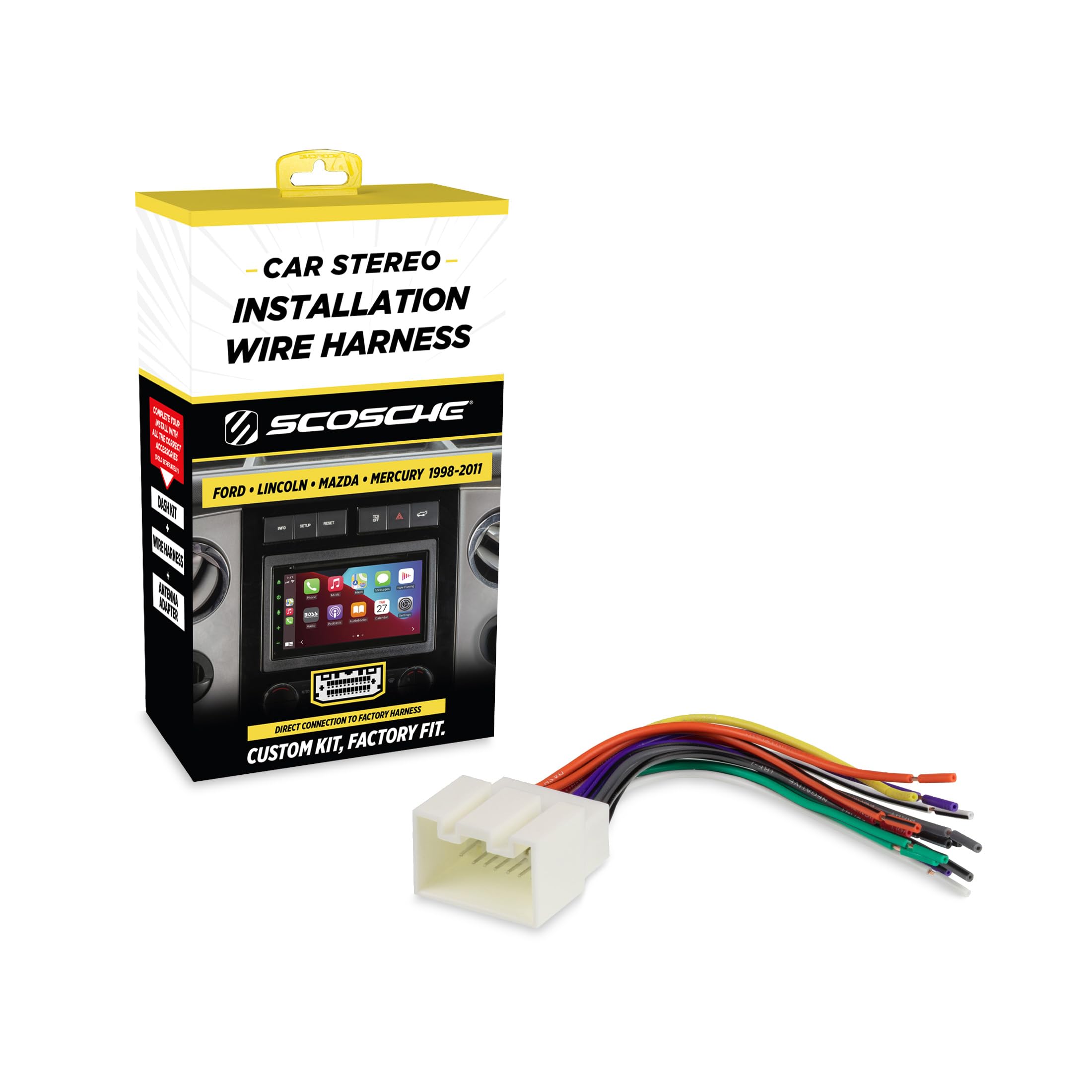 Scosche FD16B Wire Harness to Connect An Aftermarket Stereo Receiver for Select 1998-2009 Ford Vehicles