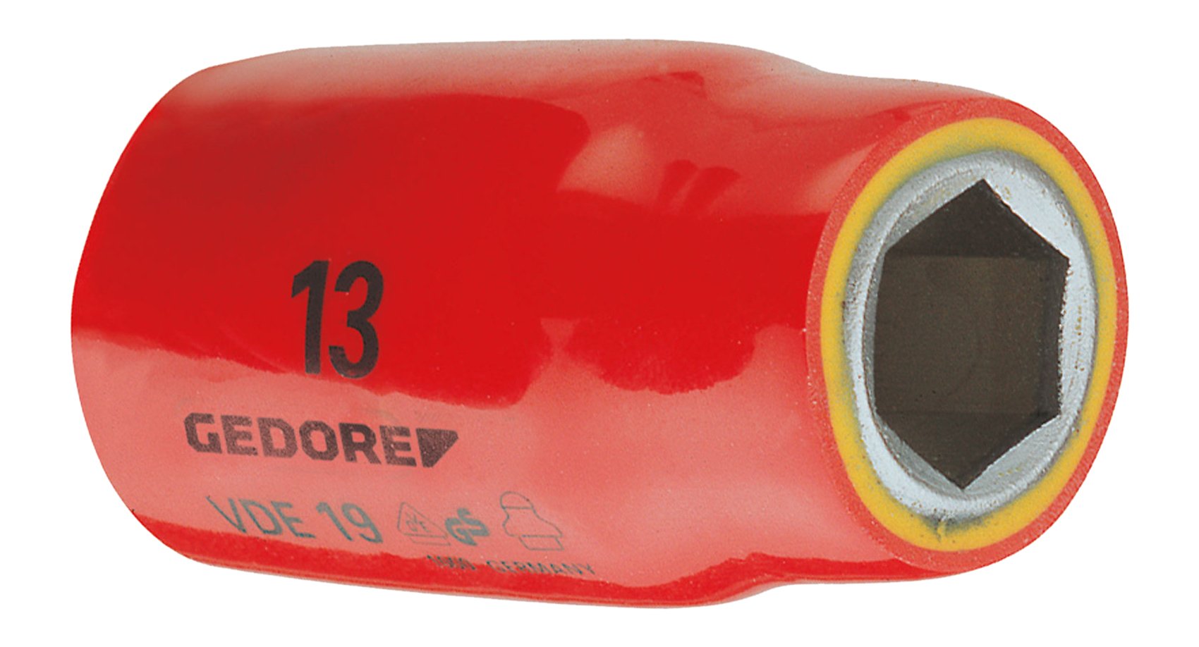 Gedore VDE1910 1/2-Inch 10 x 54 mm VDE 6 Hex Socket - Silver