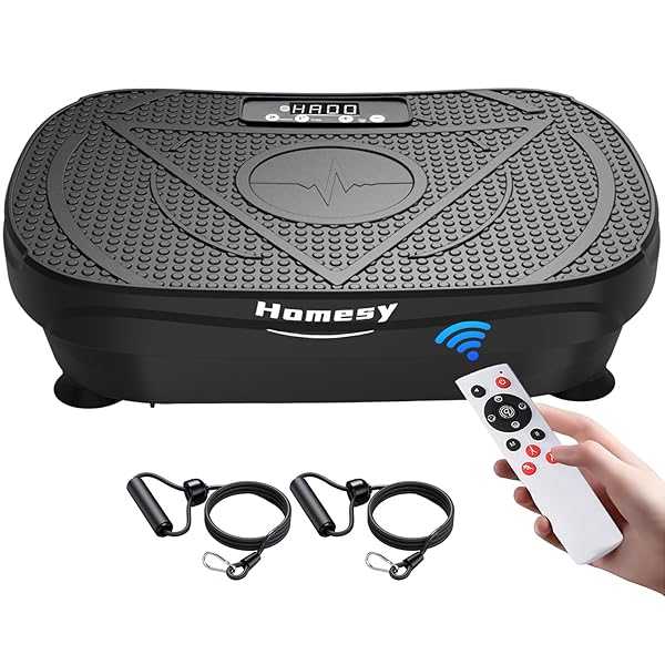 HOMESY VIBRATION PLATE EXERCISE MACHINE, VIBRATING PLATE FOR LYMPHATIC DRAINAGE, FULL BODY SHAKE PLATFORM BOARD FOR HOME FITNESS AND FAT BURNING, SPORT GYM EQUIPMENT FOR WOMEN MEN, BLACK