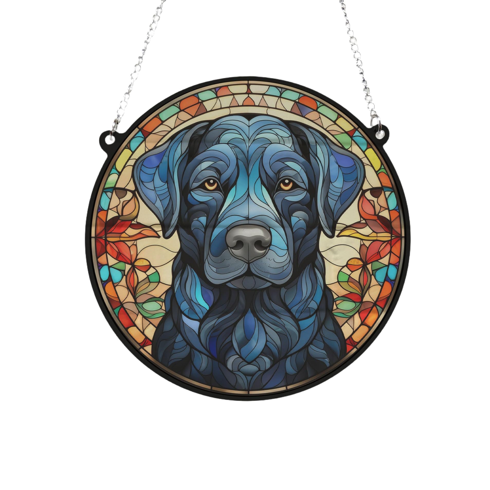 Image Industry Labrador Black Stained Glass Effect Suncatcher - Garden Gift - Dog Gift - Pet Memorial (13cm)