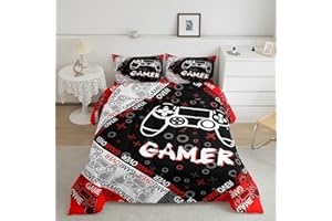 Gamer Comforter Set, Gaming Room Bedding Bed Set for Teen Boys, Kids Bedroom Game Gamepad Reversible Decor All Season Lightwe