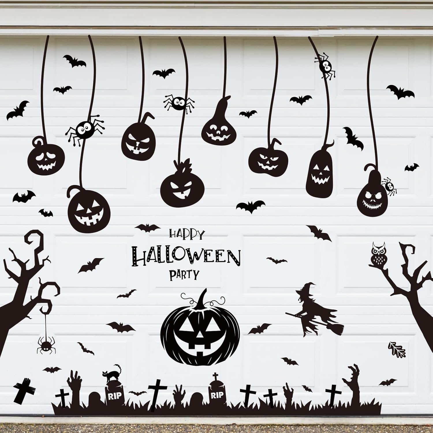Garage Door Decorations - AnyDesign 47Pcs Halloween Garage Decoration Magnet Stickers Pumpkin Witch Garage Door Decals Happy Halloween Magnet Refrigerator Stickers for Trick or Treat Party Home Door Car Decorations