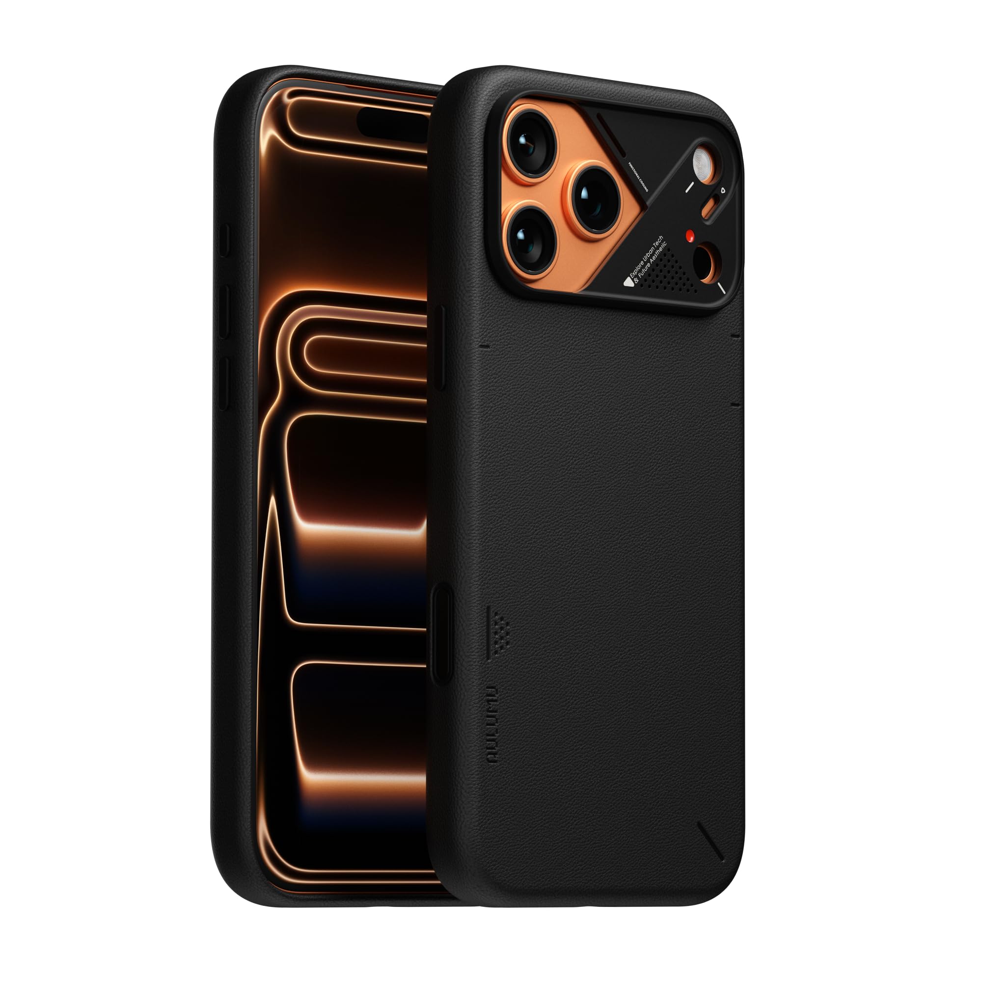 Photo 1 of Aulumu A17 Vegan Leather CoolHyper iPhone 17 Pro Max Case | Camera Control | with Cooling Fins | Luxury Comfort | Compatible with MagSafe | Complete Wrap-Around - Black