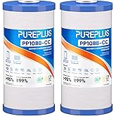 PUREPLUS 5 Micron 10" x 4.5" Whole House Sediment and Carbon Water Filter Replacement Cartridge for GE FXHTC, GXWH40L, GXWH35F, GNWH38S, Culligan RFC-BBSA, WRC25HD, PP10BB-CC, Pentek RFC-BB, 2Pack
