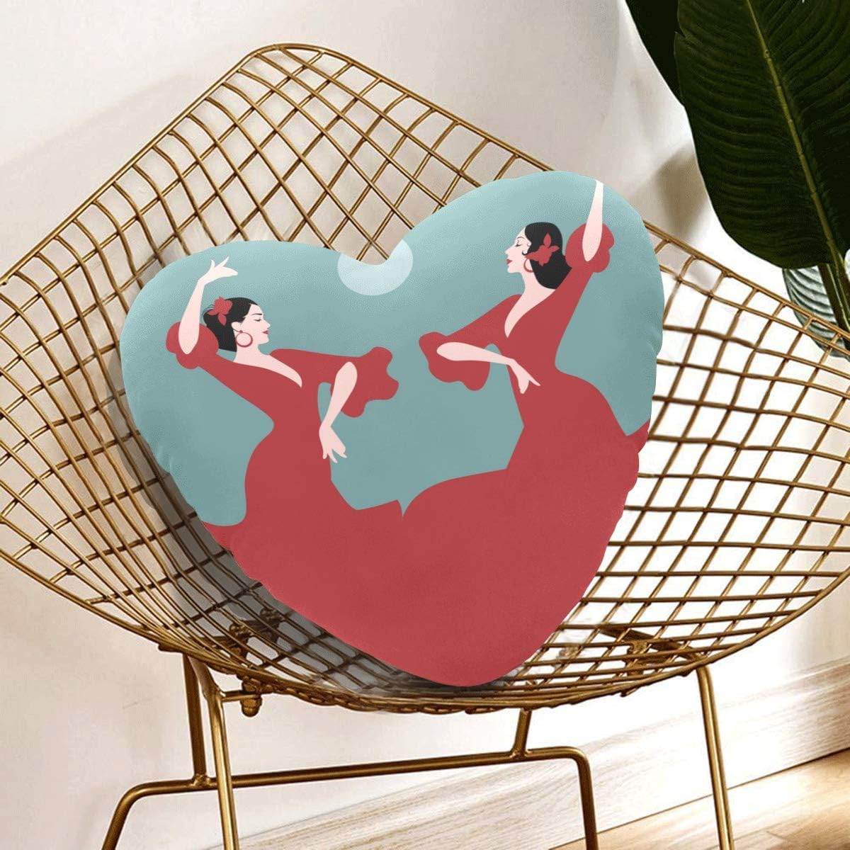 Amazon Com Mbvfd Fun Throw Pillows For Girls Two Spanish Flamenco Dancers Dancing Sevillanas Heart Pillow For Kids 13 78 X 13 78 Inch Heart Shaped Cushion Gift For Friends Children Girl Valentine S Day Home Kitchen