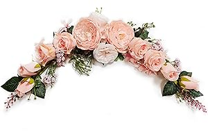 OrgMemory Artificial Peony Flower Swag, Arch Flowers, 20" Length in Bent, Decorative Swag, for Arch Front Door Party Wall Home Decor(Peach)