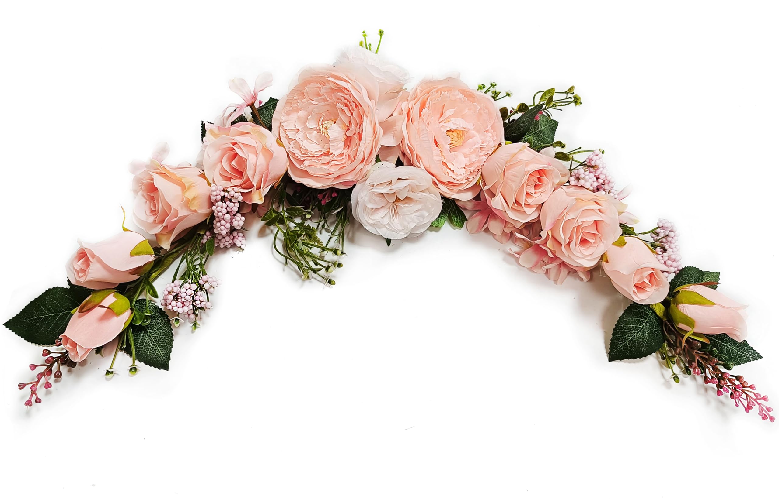 Photo 1 of Arch Flowers, OrgMemory Artificial Floral Swags, 23", Decorative Swag, Artificial Flower Swag for Door Wedding Party Wall Home Decor (Peach)