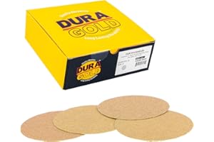 Dura-Gold - Premium - 40 Grit 6" Gold Hook & Loop No Hole Sanding Discs for DA Sanders - Box of 25 Sandpaper Finishing Discs for Automotive and Woodworking