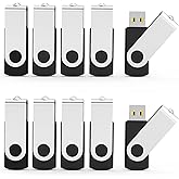 Aiibe 10 Pack 8GB USB Flash Drive Flash Drives USB 2.0 Thumb Drive Memory Stick Zip Drives Bulk (8GB, 10 Pack, Black)