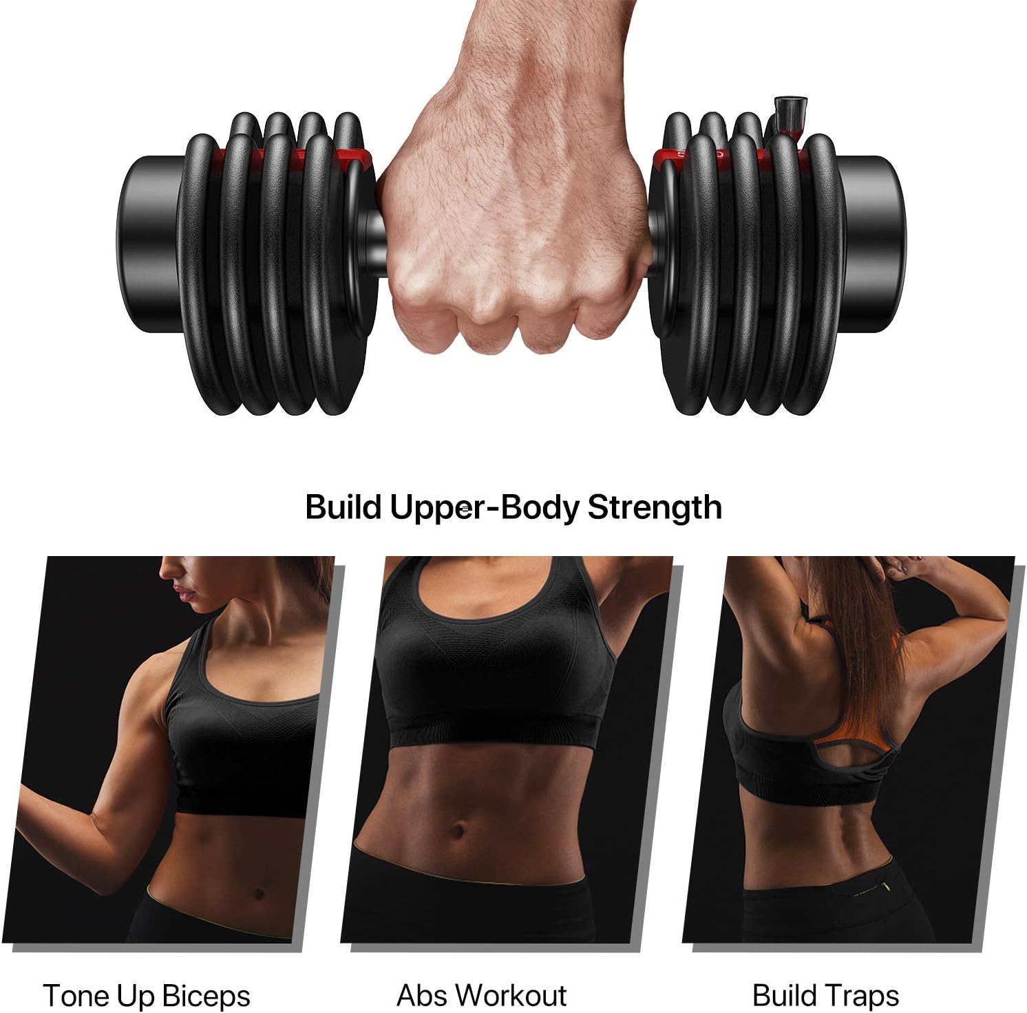 Hhusali Adjustable Dumbbell 25 lbs with Fast Automatic Adjustable and Weight Plate for Body Workout Home Gym(1 PCS) : Sports & Outdoors