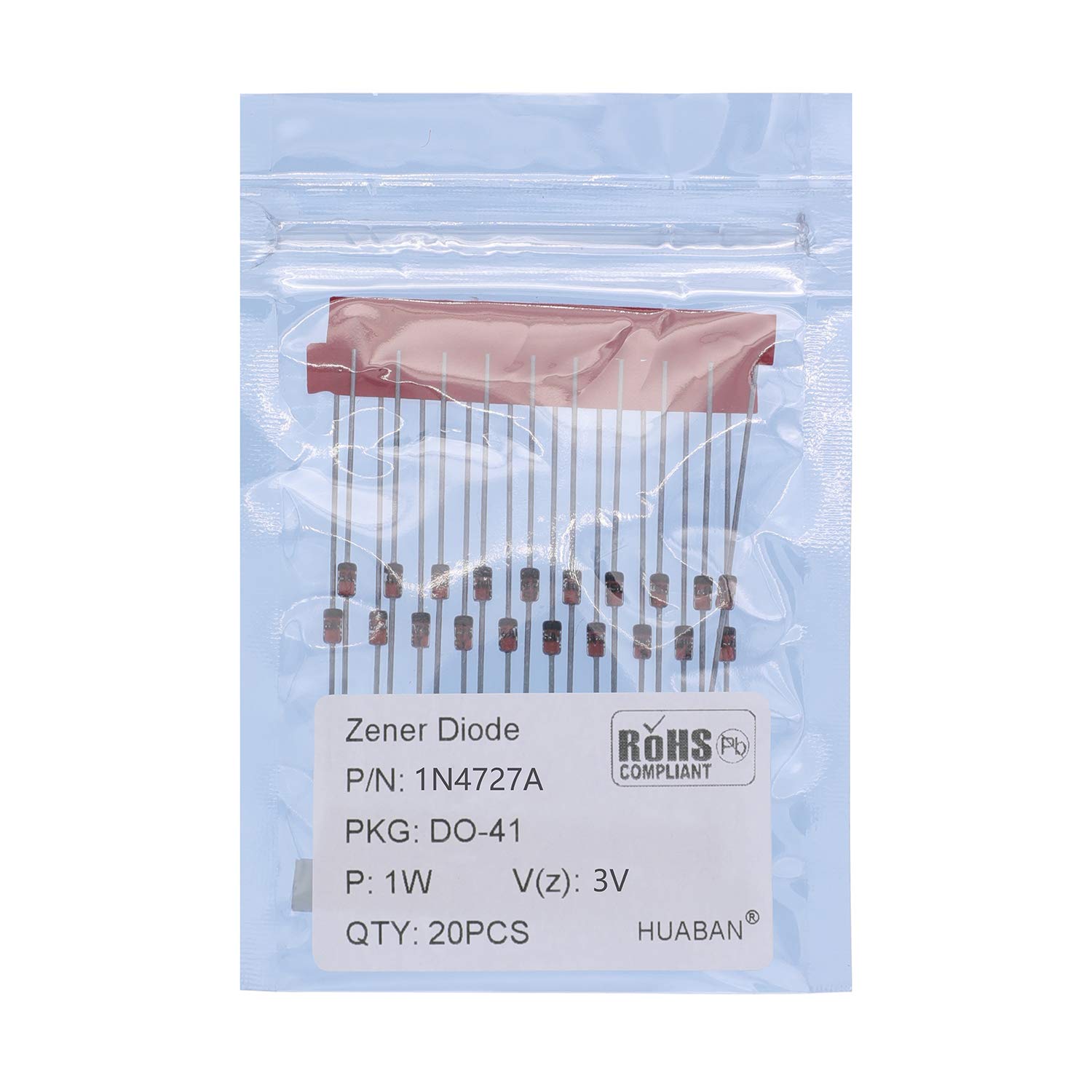 20PCS 1N4727A 1N4727 Silicon Planar Power Zener Diode 1W 3V DO-41 (DO-204AL) Axial Diodes 1 Watt 3 Volt