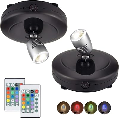 HONWELL Wireless LED Spotlight Kit 2 Pack RGB Remote Ceiling Lights