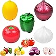 Lichma 5pcs Plastic Vegetable Storage Box Lemon Onion Tomato Green Pepper and Garlic Insurance Container Fruit Food Fresh-Keeping Reusable (5pcs)