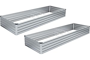 DIIYIV 2PCS 6x3x1FT Galvanized Raised Garden Bed,Raised Graden Bed Kit-Square Metal Garden Bed,Large Planter Raised Bed Outdoor,Garden Box for Vegetables,Flower,Herb(One Box of Two Piece)
