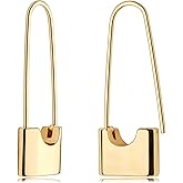 Gold Dangle Drop Hoop Earrings for Women Gold Plated Dainty Earrings Hypoallergenic Earring Jewelry Lock Hoops