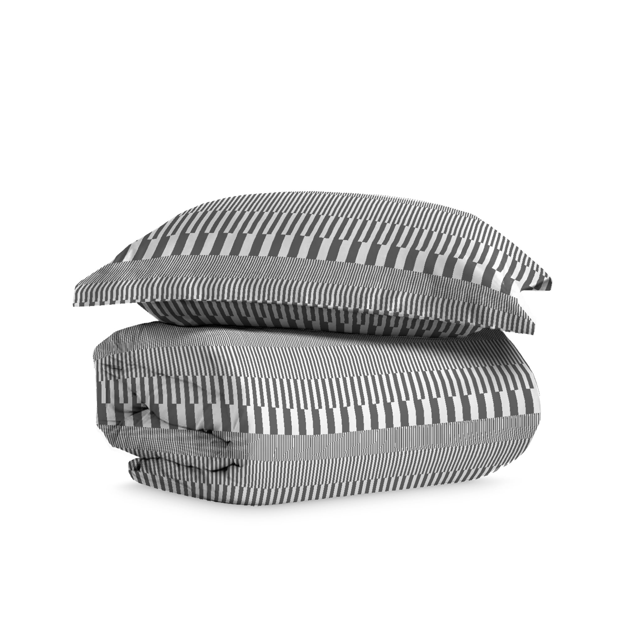 Pizuna Cotton Single Cascade Stripe Grey Print Duvet Cover 140x200, 400 Thread Count 100% Long Staple Cotton Single Duvet Cover Set, Sateen Single Quilt Cover with Button Closure (Printed Duvet Cover) — image 1