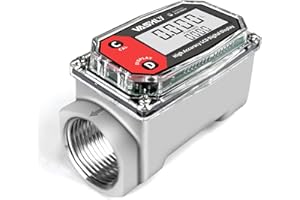 Vashly 1 Inch Digital Turbine Flow Meter Digital LCD Display with NPT Counter for Measure Diesel Kerosene Gasoline (Square)