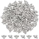 UNICRAFTALE 120Pcs Bee Spacer Beads Honeybee Bracelet Beads Antique Silver Beads Metal Bead Charms Bee Embellishments Samll Animal Beads for DIY Craft Keychain Jewelry Making Supplies
