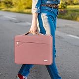 TECOOL 15.6 Inch Laptop Sleeve Pink Protective Case with Handle and Pockets view 2