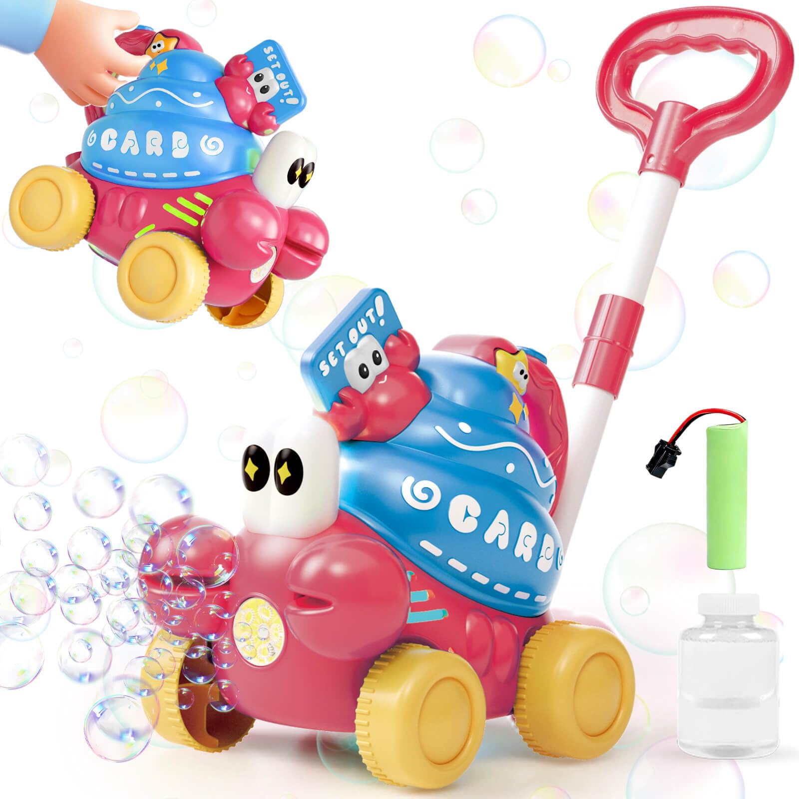 Dolanus Toys for 3-8 Year Old Kids: Bubble Machine Bubble Lawn Mower for Toddlers Birthday Gifts for 3 4 5 6 7 8 Year Old Boys Girls Bubble Blowers Indoor Outdoor Garden Pool Party Toys (Red)