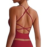 ABOCIW Womens Cross Back Workout Crop Tank with Built in Bra V Neck Longline Sports Bra Gym Shirt Yoga Pilates Top