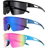 BUYAGE 3PACK Sports Sunglasses for Men Women Youth Baseball Softball 80s Sunglasses for Kids Boys Girls 8-16 Cycling Glasses
