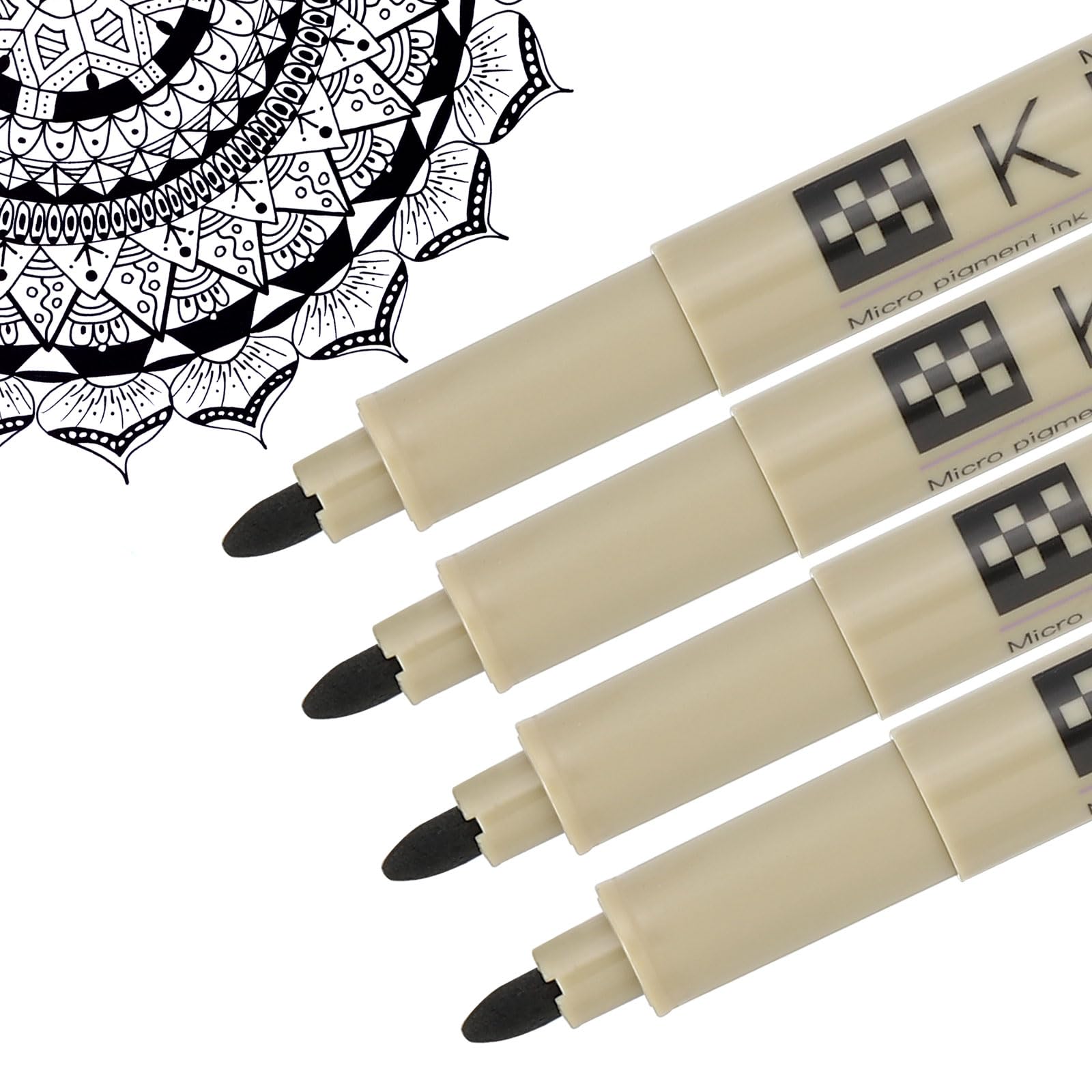 PATIKIL Micro Pen Fineliner Pens, 4Pcs 1mm Medium Point Drawing Pens Waterproof for Archival Artist Calligraphy Illustration Journaling Sketch, Black