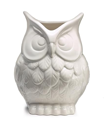 White Ceramic Owl Vase Decorative Vase For Owl Lovers Amazon Co