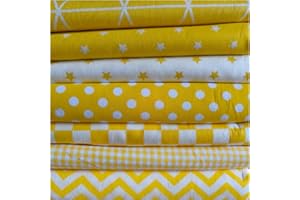 LMAEZNER 7Pcs 25 * 25cm Cotton Fabric DIY Making Supplies Quilting Patchwork Fabric Fat Quarter Bundles DIY for Quilting Cotton Patchwork Cushions (Yellow Mix, 25 * 25cm)