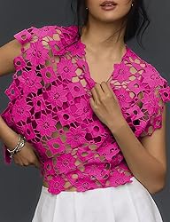 Yimoon Women's Floral Shell Vest Top Hollow Out