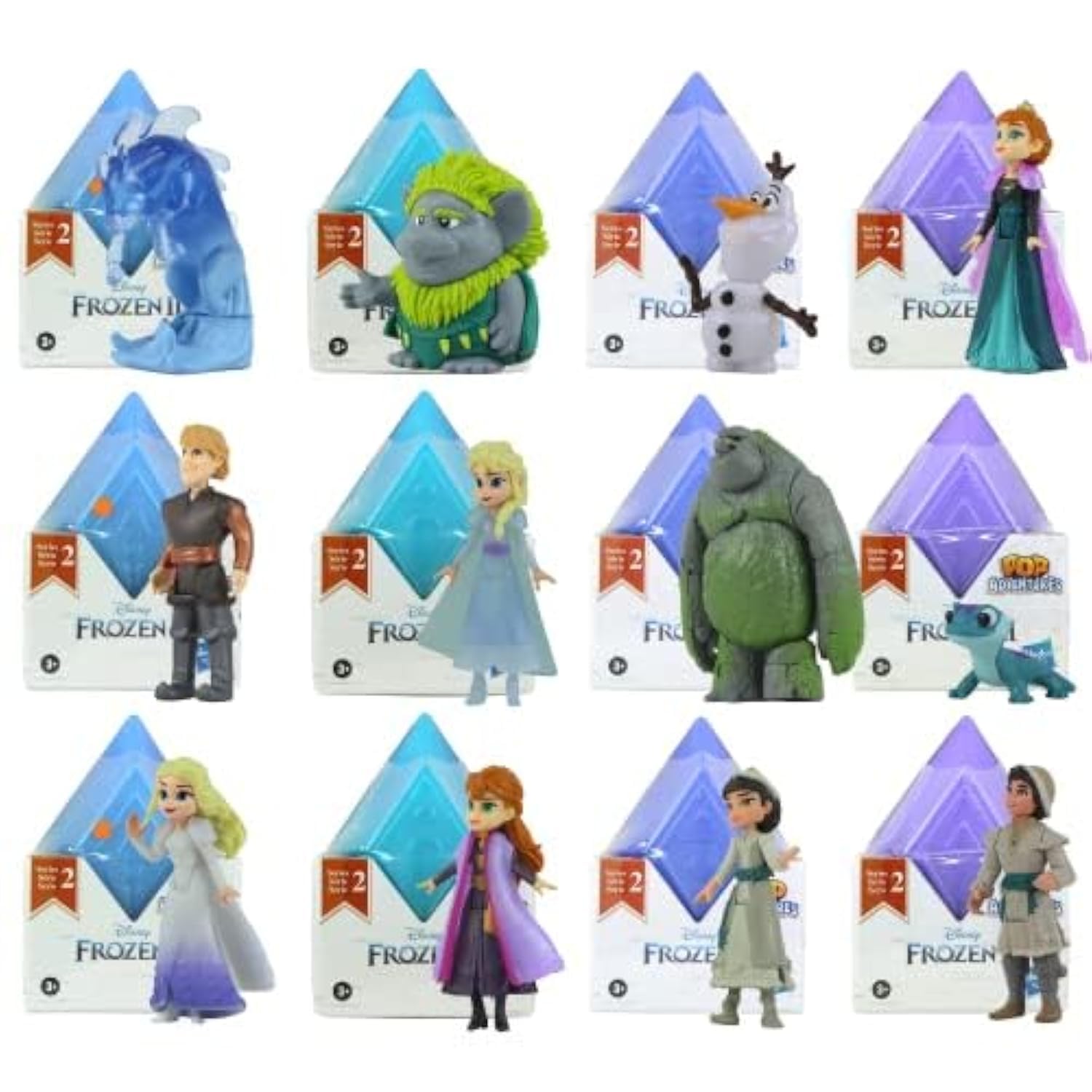 Toptoys2u Bargain Bundles Disney Frozen 2 Pop Adventures Series 2 Blind Boxes Identified 5cm Articulated Mini Figures - All 12 Characters