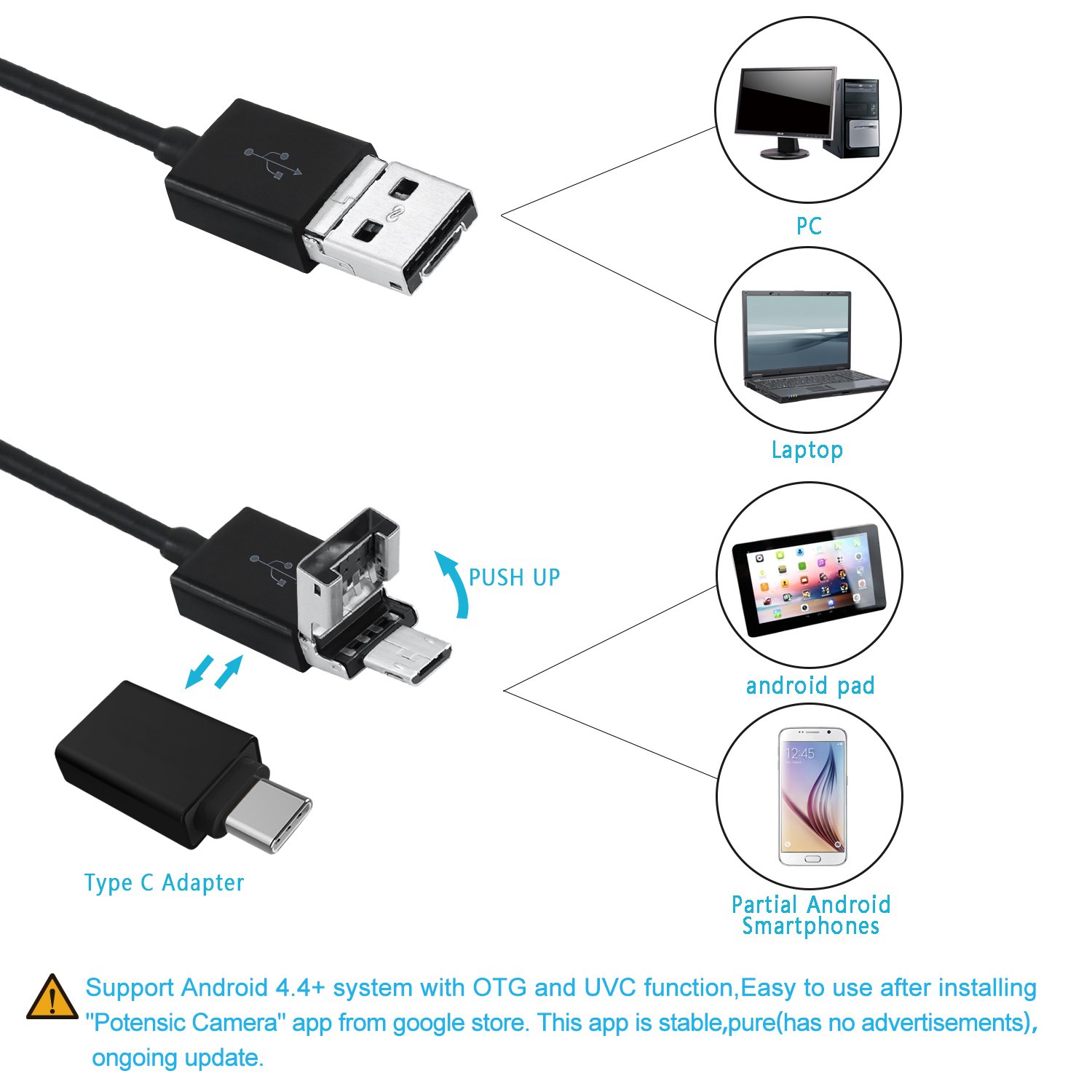 USB Microscope, Potensic Endoscope Inspection Magnifier