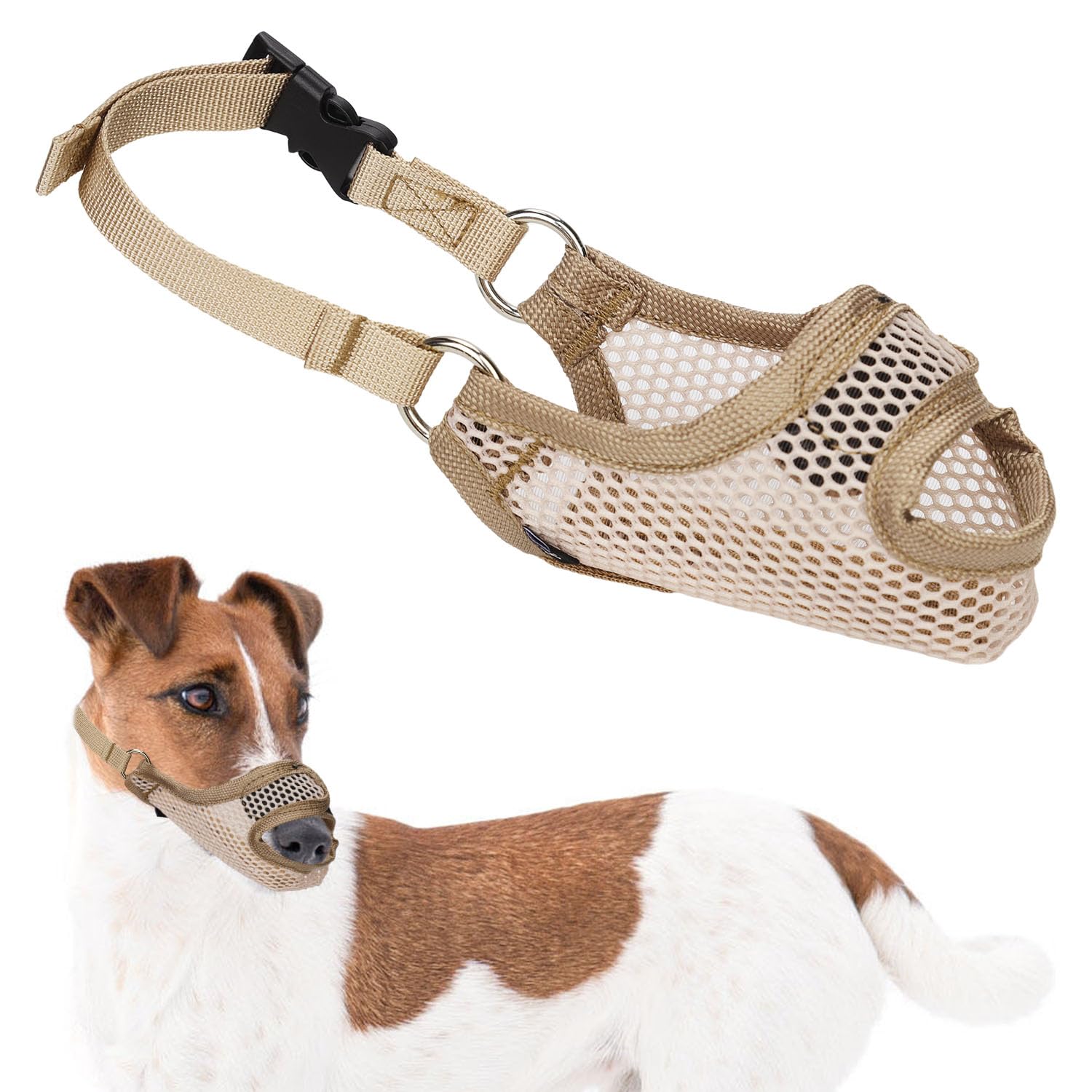 Breathable Anti-Biting Muzzle with Front Opening Design - Soft Muzzle Guard for Large Dogs (L)