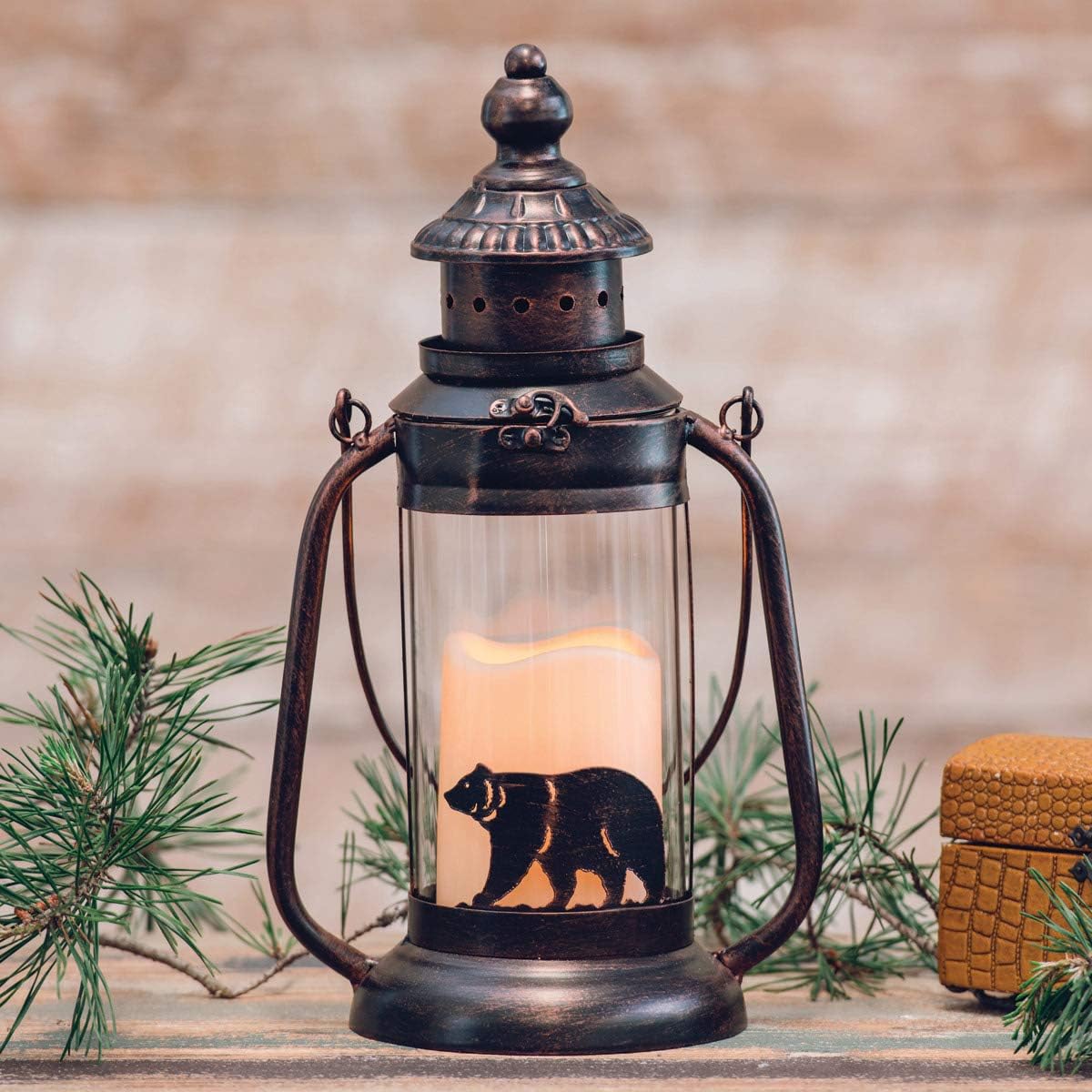 Amazon Com Black Forest Decor Bear Electric Candle Lantern Home