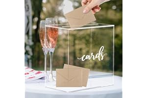 Hooqict Clear Acrylic Wedding Card Box with Slot Large Blank Gift Card Boxes for Reception, Party, Wishing Well, Money Box Holder, Graduation Decorations, Baby Shower